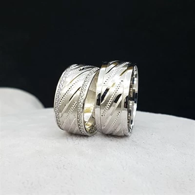 Yeni Tasarım Çift Gümüş Alyans - 7