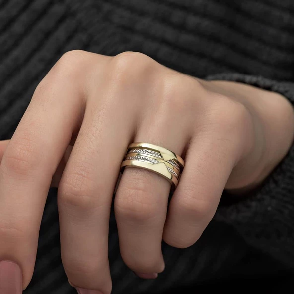 Elişi 925 Gümüş Bayan Tek Alyans Yüzük - 2