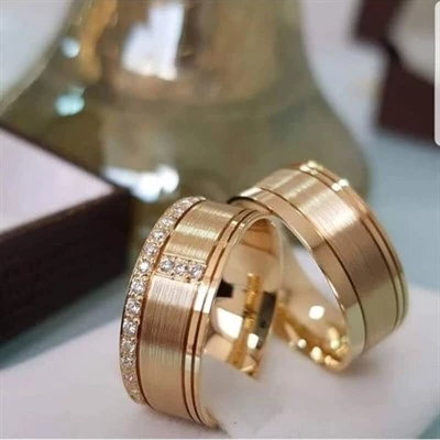 Yeni Tasarım Çift Gümüş Alyans Yüzük - 2