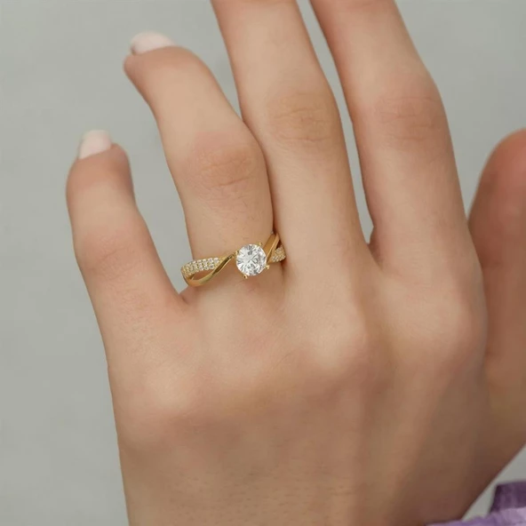 Zirkon Taşlı Sarmaşık Model Gümüş Bayan Yüzük - Resim 10