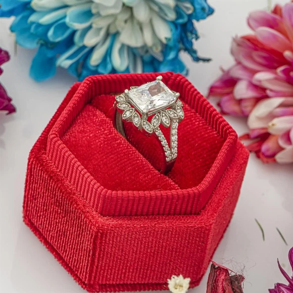 Zirkon Taşlı Gümüş Bayan Baget Yüzük - Resim 7