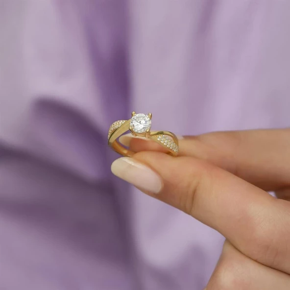 Zirkon Taşlı Sarmaşık Model Gümüş Bayan Yüzük - Resim 5