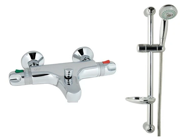 GPD Termostatik Banyo Bataryası TBB01 Ve Sürgülü Duş Seti DST16