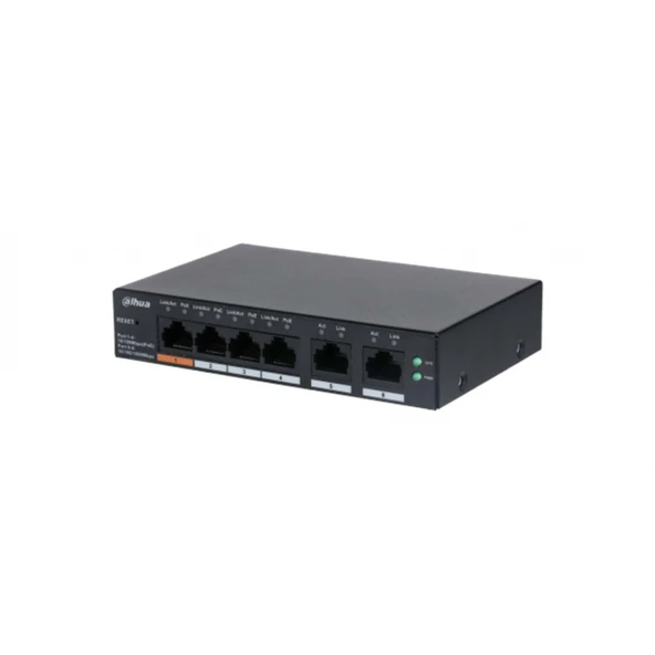 DAHUA CS4006-4ET-60, 4 Port, Megabit, PoE 60W, 2 Port Uplink, Cloud Yönetilebilir, Switch