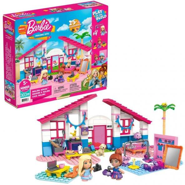 Barbie Mega Lego Barbie Malibu Evi 303 Parça GWR34