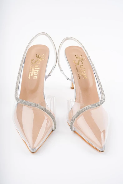 Muggo Sidney Kadın Prenses Taşlı Şeffaf Topuklu Abiye Ayakkabı - 9