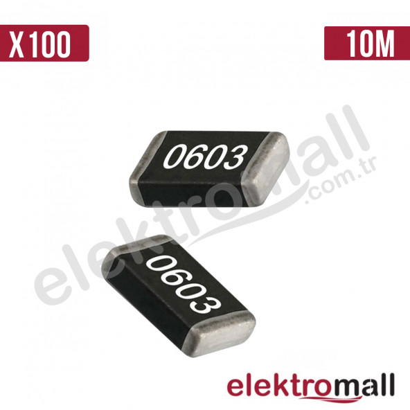 10M 0603 Kılıf 1/10W Smd Direnç 100 Adet