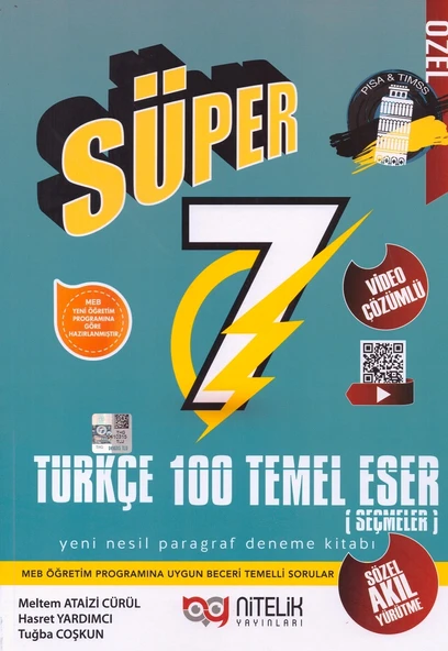 NİTELİK 7.SINIF SÜPER TÜRKÇE 100 TEMEL ESER PARAGRAF DENEME