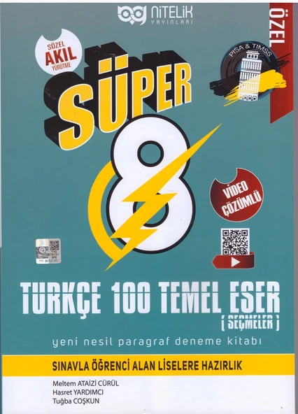 NİTELİK 8.SINIF YENİ NESİL SÜPER TÜRKÇE 100 TEMEL ESER PARAGRAF DENEME ürün görseli