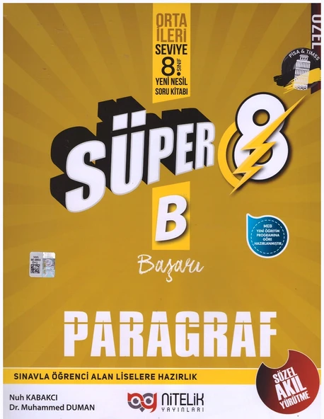 NİTELİK 8.SINIF YENİ NESİL SÜPER PARAGRAF SORU KİTABI ürün görseli