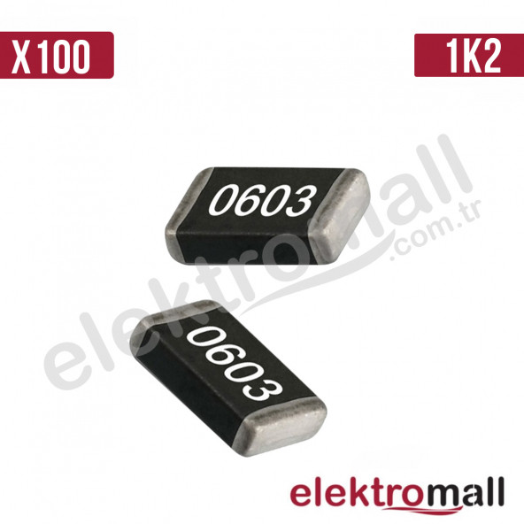 1k2 0603 Kılıf 1/10W Smd Direnç 100 Adet