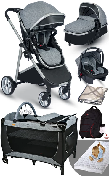 Yeni Doğan Set 8 İn 1 Rose Mose 605 Travel Sistem Bebek Arabası + Baby Home 560 Bebek Oyun Parkı Yatak Beşik - 2