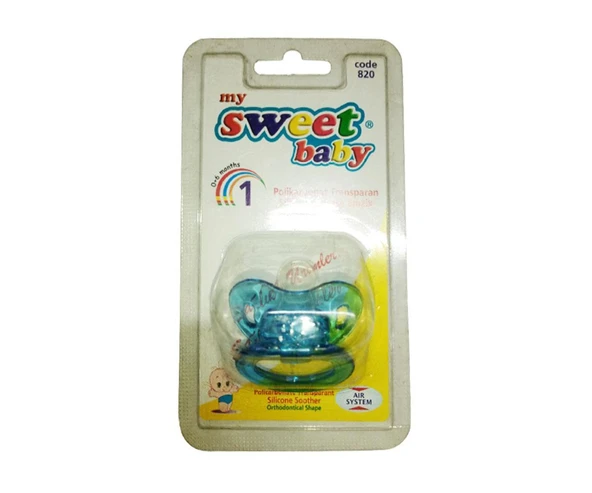 Sweet Baby 0-6 Ay Silikon Damaklı Emzik - Mavi