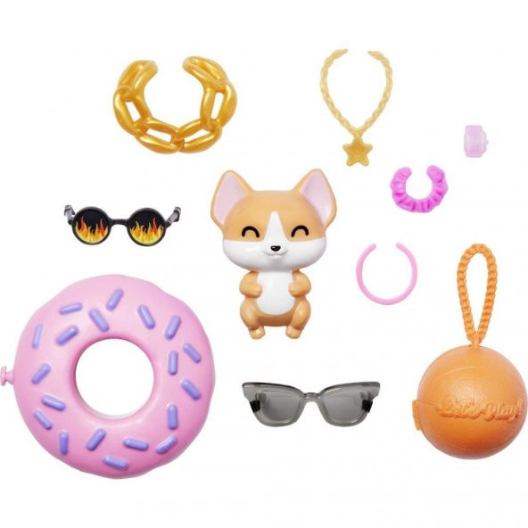 Barbie Extra - Ekose Ceketli Basketbol Formalı  Bebek, Corgi Cinsi Köpek No:13 - GRN27-HDJ46 - 5