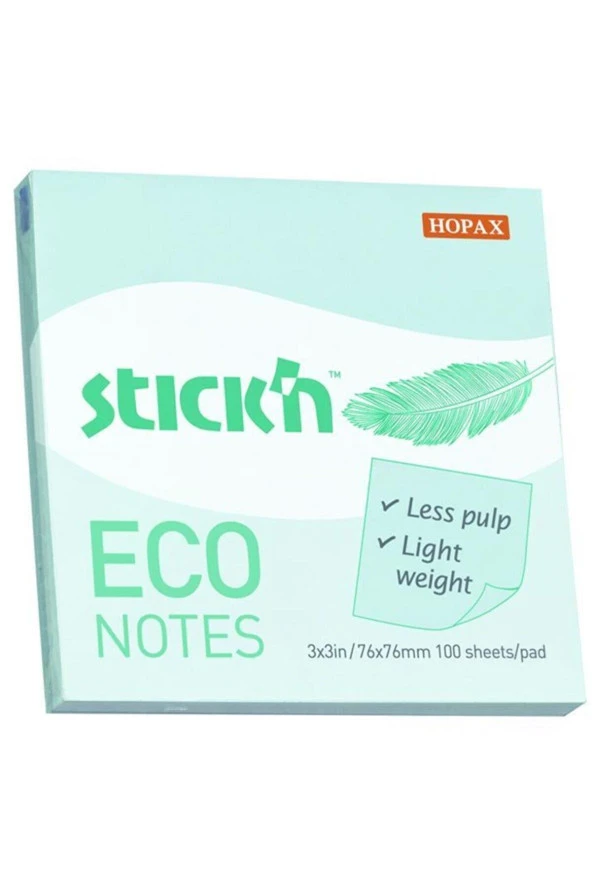 Gıpta Stickn Eco Notes 100 Yaprak Pastel Mavi Yapışkanlı Not Kağıdı 76 x 76 mm