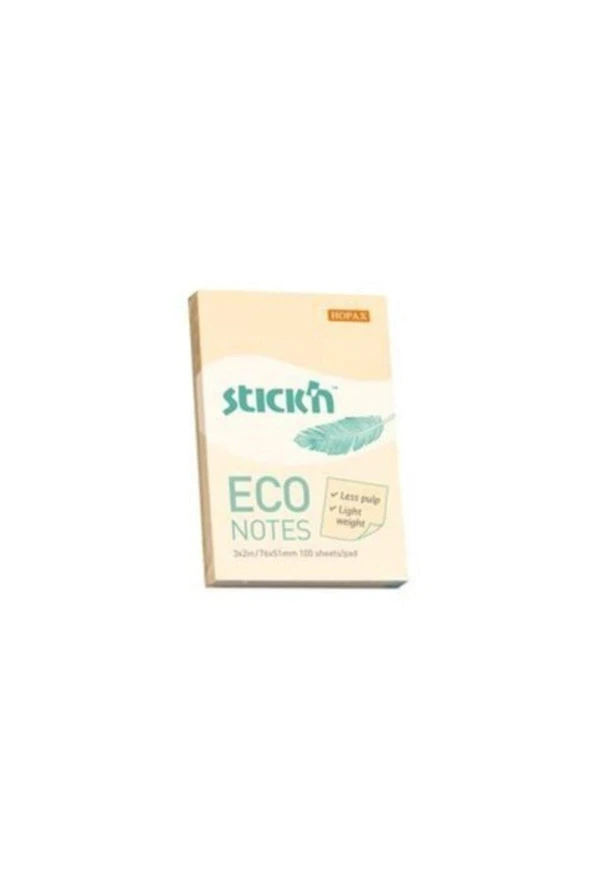 Hopax Stıckn Yapışkanlı Not Kağıdı 100 Yaprak 76x51 Mm Eco Patel Sarı