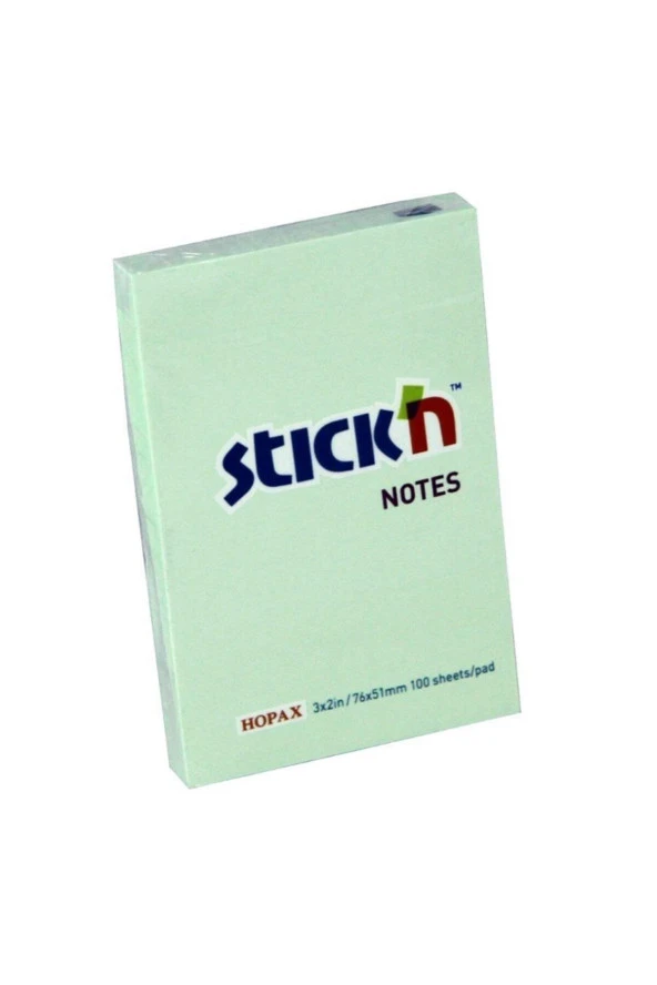 Hopax Stıckn Yapışkanlı Not Kağıdı 100 Yaprak 76x51 Mm Pastel Yeşil