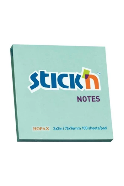 Hopax Stıckn Yapışkanlı Not Kağıdı 100 Yaprak 76x76 Mm Pastel Mavi