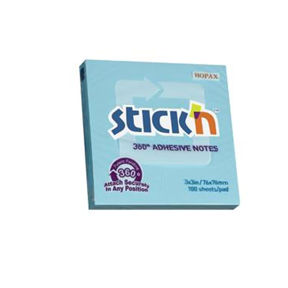 Hopax Stıckn Yapışkanlı Not Kağıdı 360° 100 Yaprak 76x76 Mm Mavi