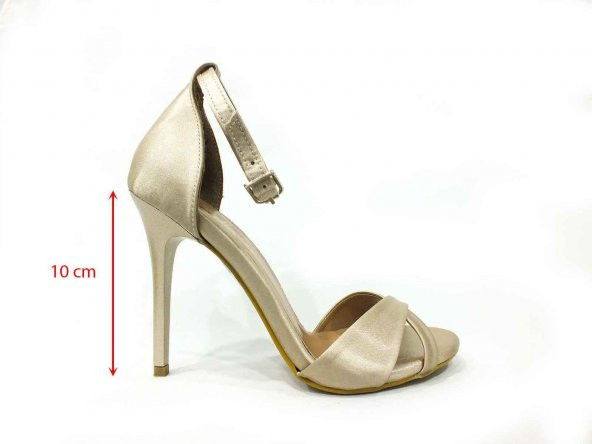 Çarıkçım İnce Topuklu Kadın Ayakkabısı Vizon-Saten 114 1137 - Resim 4