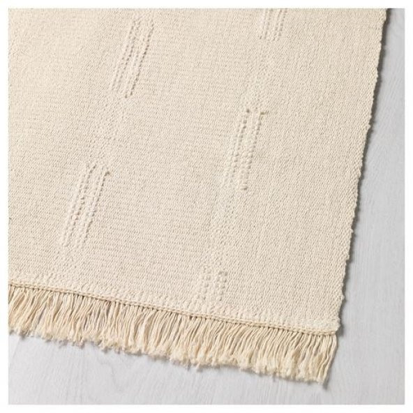 Açık Bej Renk Banyo Halısı-Paspası 55x85 Cm-Mini Halı-İnce Kilim-Pamuk - 2