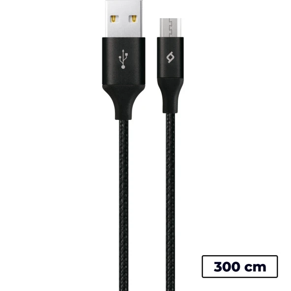 ttec AlumiCable XXL USB-A - Micro USB Şarj Kablosu 3mt.