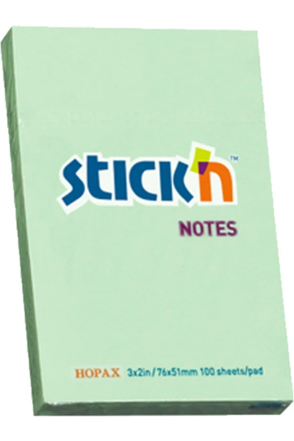 Gıpta Stickn Eco Notes Pastel Yeşil Yapışkanlı Not Kağıdı 100 Yaprak 76 x 51 mm