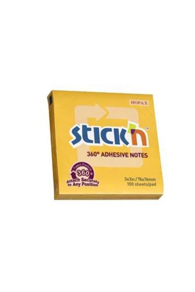 Hopax Stıckn Yapışkanlı Not Kağıdı 360° 100 Yaprak 76x76 Mm Altın