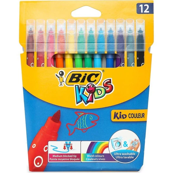 Bic Keçeli Boya Kalemi Kids Couleur Yıkanabilir 12 Renk 920293 ürün görseli