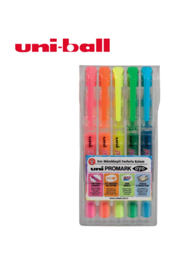 Uni-Ball Fosforlu Kalem Promark Eye Cep Tipi 5 Li USP-105 5C