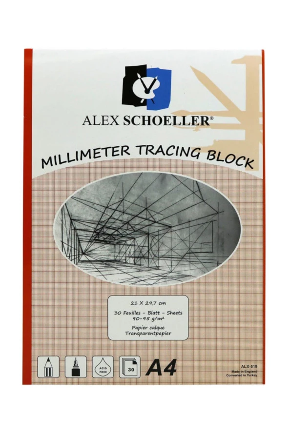Alex Schoeller Milimetrik Aydınger A4 30 YP Kırmızı