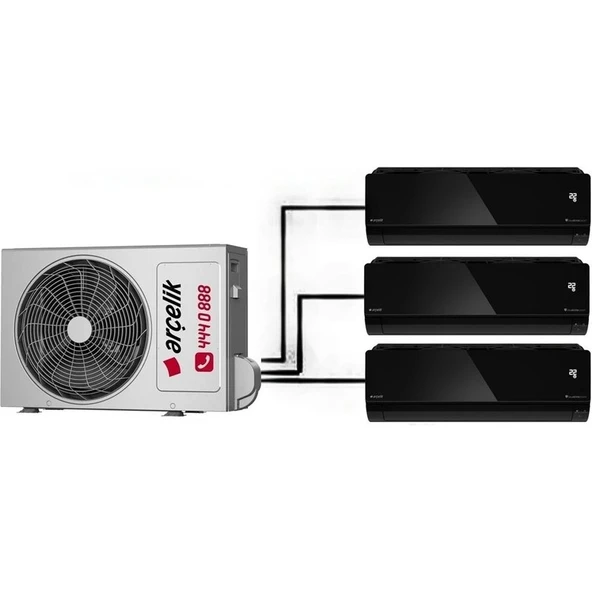 A 9000 BTU + 9000 BTU + 9000 BTU İç Ünite (1 adet Dış Ünite = 3 adet İç Ünite) 18000 BTU 1+3 Multi Inverter Klima
