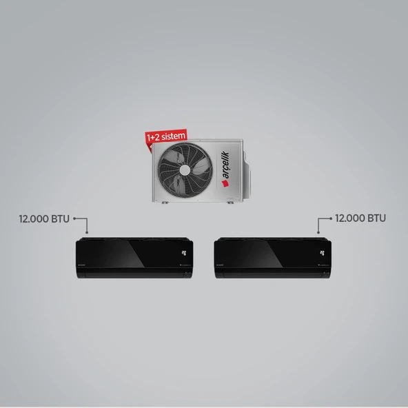 A 12000 Btu + 12000 Btu Iç Ünite (1 Adet Dış Ünite = 2 Adet Iç Ünite) 18000 Btu 1+2 Multi Inverter Klima