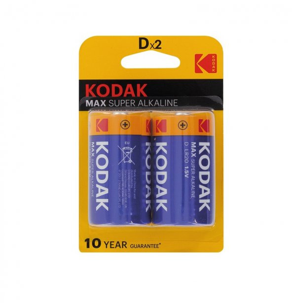 KODAK KD-2 1,5 Volt Max Alkaline Büyük Boy Pil / Pakette 2 Adet Bulunur