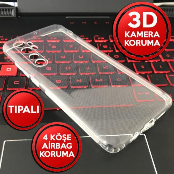 Oppo A15S Tıpalı Kamera Korumalı Şeffaf Silikon Kılıf - Resim 3