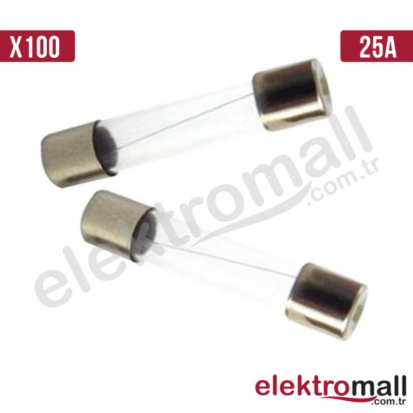 Cam Sigorta 5X20MM 25A 250V 100 Adet