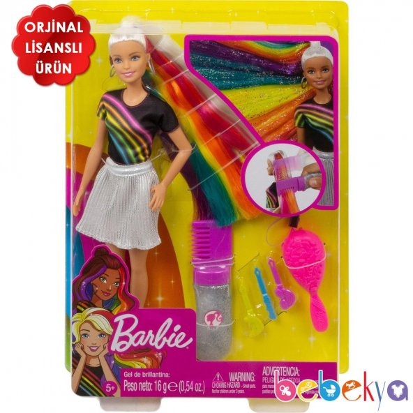 Orjinal Barbie Gökkuşağı Renkli Saçlar Bebeği Orjinal Barbie Bebek Gökkuşağı Renkli Saçlar FXN96