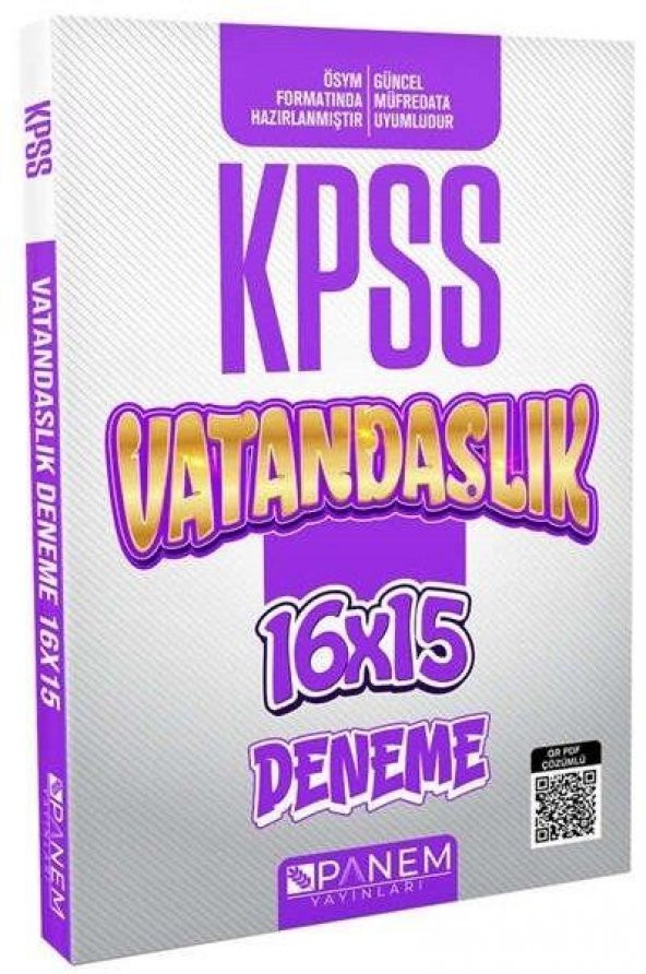 2022 KPSS Vatandaşlık 16x15 Deneme PDF Çözümlü Panem Yayınları