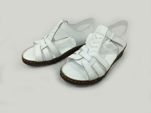 Marine Shoes Hakiki Deri Kadın Sandalet Beyaz 86 017 - 4