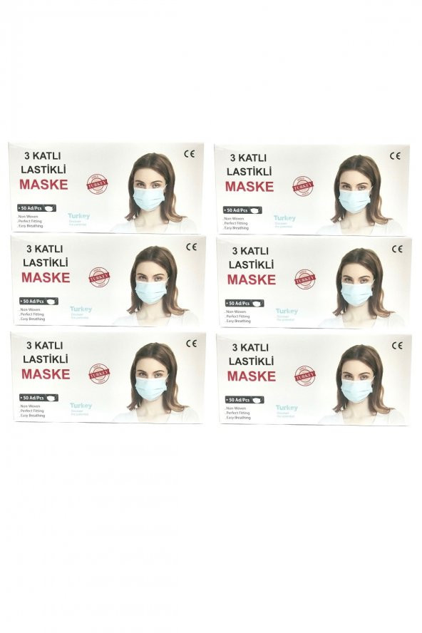 300 adet (6 Paket) Medikal Maske Beyaz- (5 Adet Maske Aparatı Hediye) Kampanyalı 6lı paket - 2