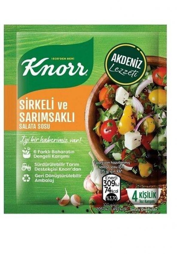 Knorr Akdeniz Lezzeti Salata Sosu Sirkeli Sarımsaklı 5 x 10 Gram