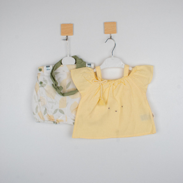 Limon Desenli 3'lü Sarı Bebek Takım