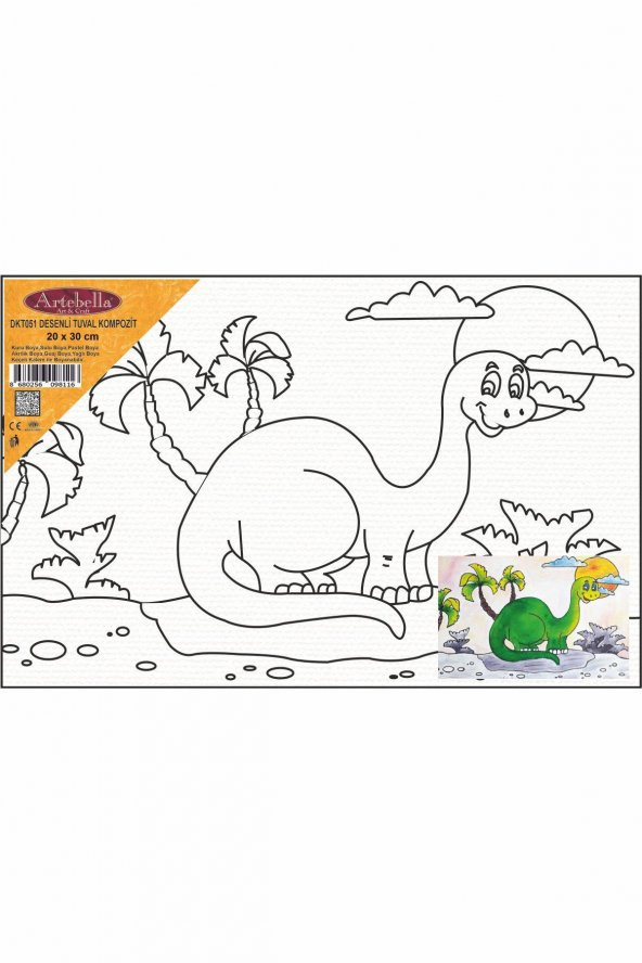 Dinazor Desenli Pres Tuval Boyama 20x30 cm - 2