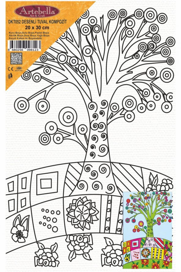 Ağaç Desenli Pres Tuval Boyama 20x30 cm - 2