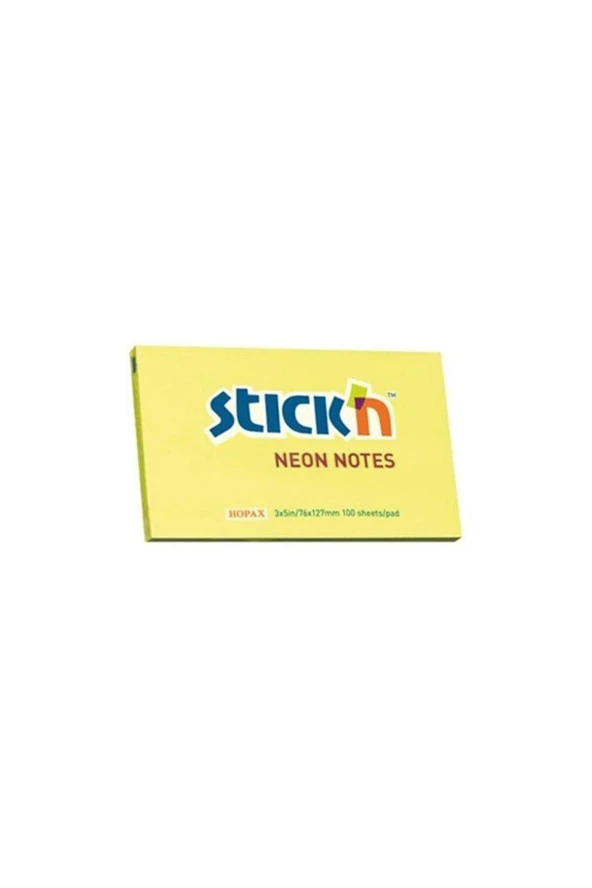 Hopax Stıckn Yapışkanlı Not Kağıdı Neon Sarı 76x127 MM 100 Yaprak