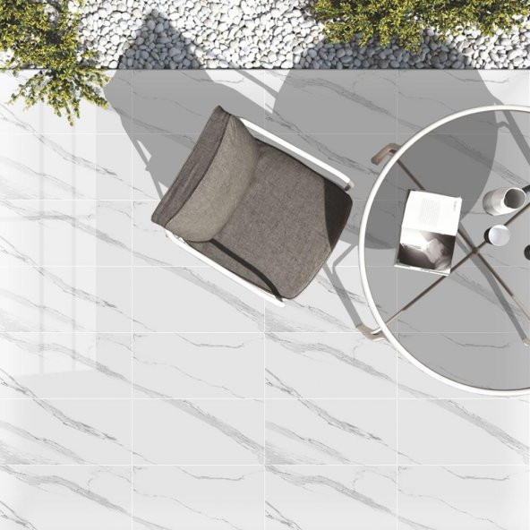 Renkli Duvarlar 60-30 Cm Beyaz Mermer Desen Yapışkanlı Yer Duvar Döşemesi NWYP10 - 8