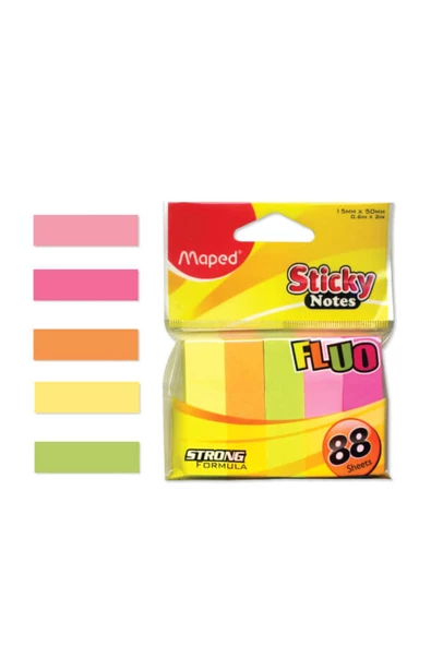 Maped Yapışkanlı Not Kağıdı 100 Yaprak 15x50 Mm Fosforlu