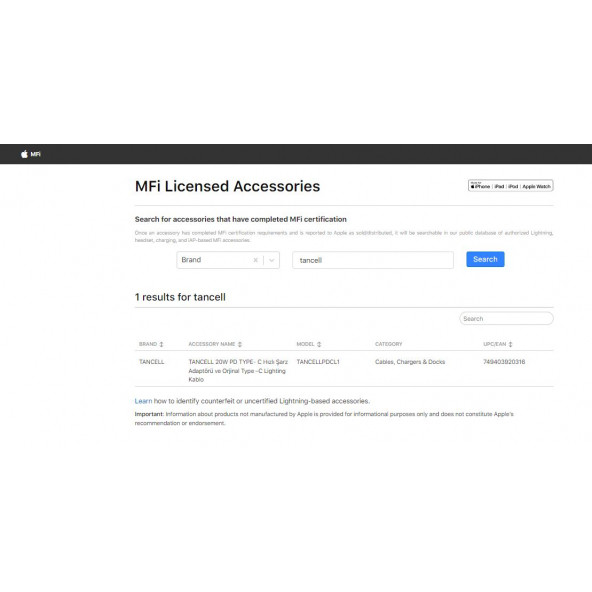 Tancell Orijinal Apple Mfi Lisanslı iPhone 20W PD TYPE-C Hızlı Şarj Adaptörü ve Type-C Lightning Kablo - 9