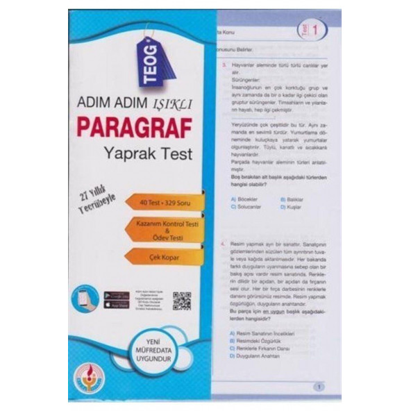 8. SINIF PARAGRAF YAPRAK TEST BİLAL IŞIKLI YAYINLARI