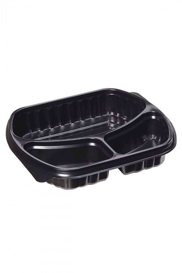 Plastik Salata Kabı, 25x21x6cm boyutlarında, Üç Bölmeli, 200 Adet - 2